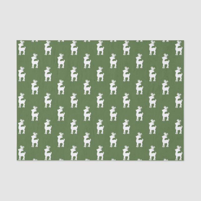Papel De Seda Modelo verde del reno del navidad (Anverso)