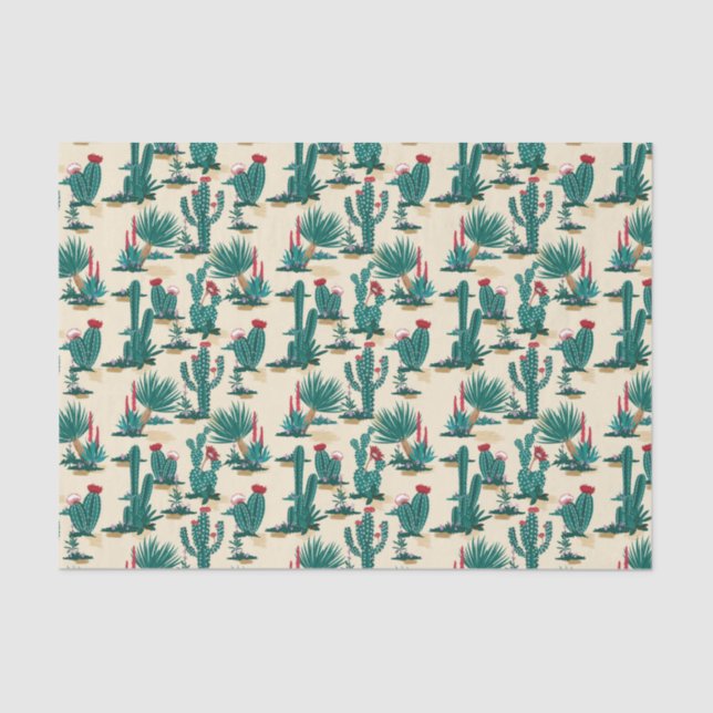 Papel De Seda Modelo verde y rojo del cactus (Anverso)