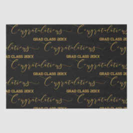 Papel De Seda Modern Black and Gold Felicitaciones Graduaciones