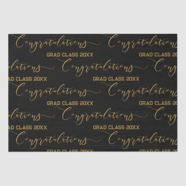 Papel De Seda Modern Black and Gold Felicitaciones Graduaciones (Anverso)