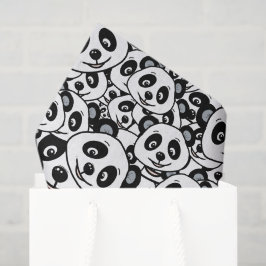 Papel De Seda Modern Black and White Cute Panda Bear Pattern