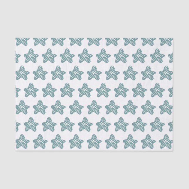 Papel De Seda Modern Blue Star Sketch Pattern (Anverso)
