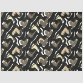 Papel De Seda Modern Bold Illustrated Sepia Hearts Pattern
