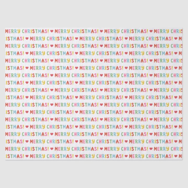 Papel De Seda Modern Bright Colorful Merry Christmas (Anverso)
