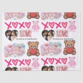 Papel De Seda Modern Couple Name and Photo Valentines Day 