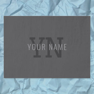 Papel De Seda Modern Dark Gray Monogrammed Name (u otro texto)