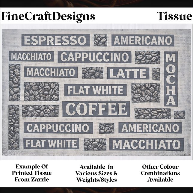 Papel De Seda Modern Grey Coffee Cafe Typography FC8 Decoupage (Subido por el creador)