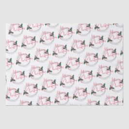 Papel De Seda Modern Holly Wreath Feliz Navidad