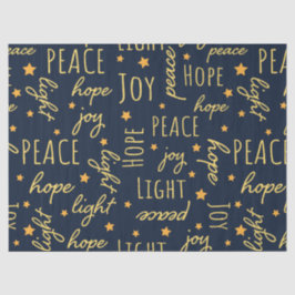 Papel De Seda Modern Navy & Gold Christmas Script Decoupage