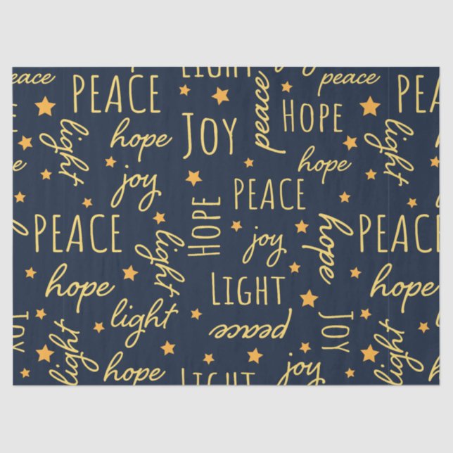 Papel De Seda Modern Navy & Gold Christmas Script Decoupage (Anverso)