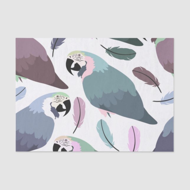 Papel De Seda Modern Parrots Tropical Pattern  (Anverso)