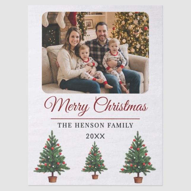 Papel De Seda Modern Personalized Family Photo Christmas  (Anverso)
