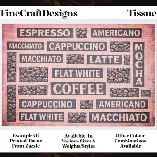 Papel De Seda Modern Pink Coffee Cafe Typography FC9 Decoupage