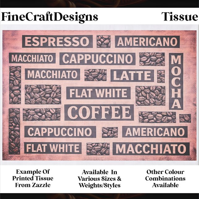 Papel De Seda Modern Pink Coffee Cafe Typography FC9 Decoupage (Subido por el creador)