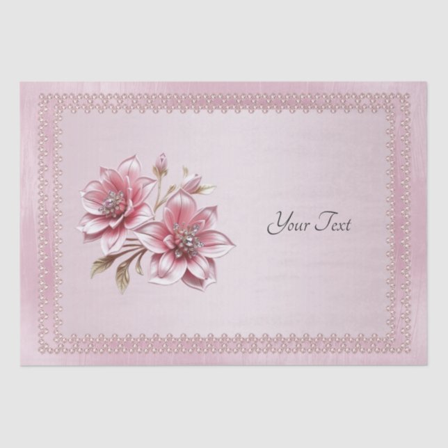 Papel De Seda Modern Pink Flowers Tissue Paper (Anverso)
