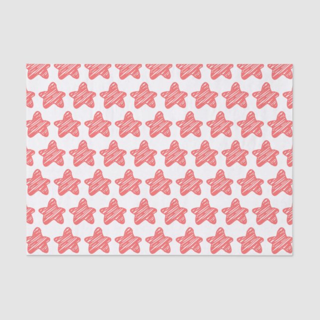 Papel De Seda Modern Pink Star Sketch Pattern (Anverso)