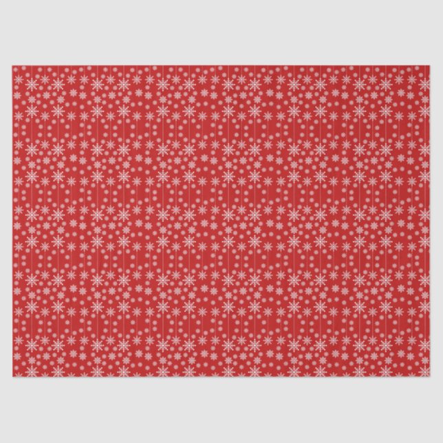 Papel De Seda Modern Red & White Snowflake Christmas Holiday (Anverso)
