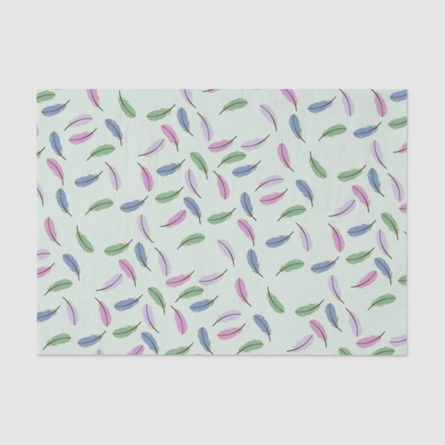 Papel De Seda Modern Stylish Pastel Blue Feathers Pattern (Anverso)