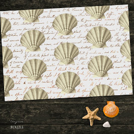 Papel De Seda Modern Vintage Beige Shell Script