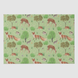Papel De Seda Moderna acuarela Cute Woodland Animals Meadow