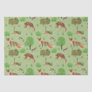 Papel De Seda Moderna acuarela Cute Woodland Animals Meadow