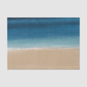 Papel De Seda Moderna acuarela Gold Blue Beach