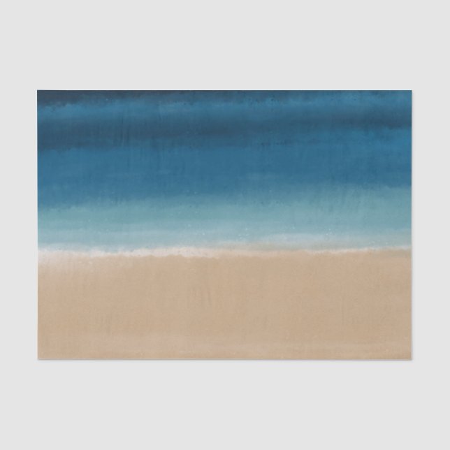 Papel De Seda Moderna acuarela Gold Blue Beach (Anverso)