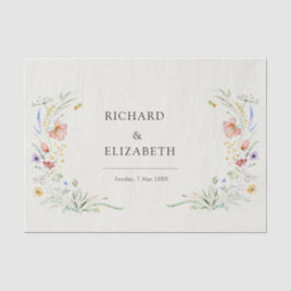 Papel De Seda Moderna Boda Elegante Minimal de Flor Silvestre