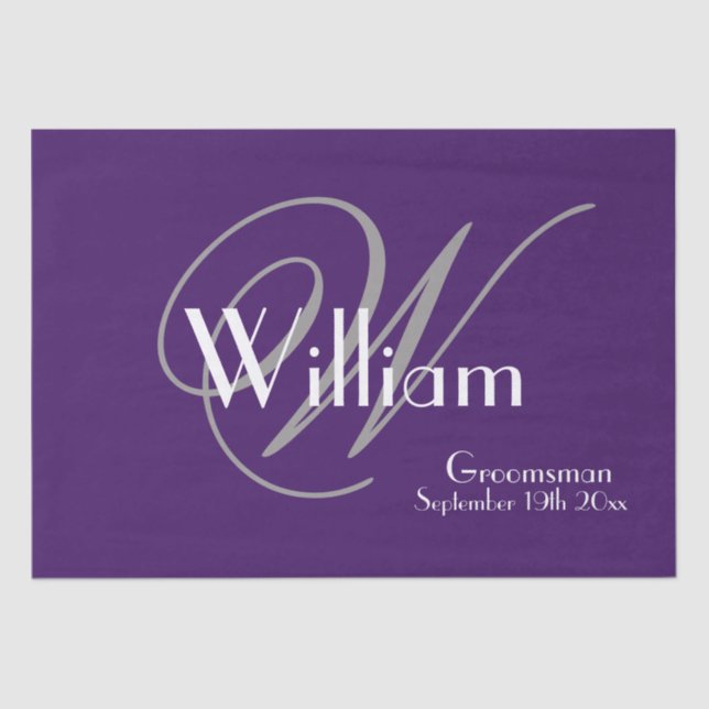 Papel De Seda Moderna clásica personalizada Silver White Mauve (Anverso)