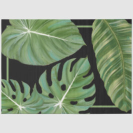 Papel De Seda Moderna hoja de jungla tropical negro verde