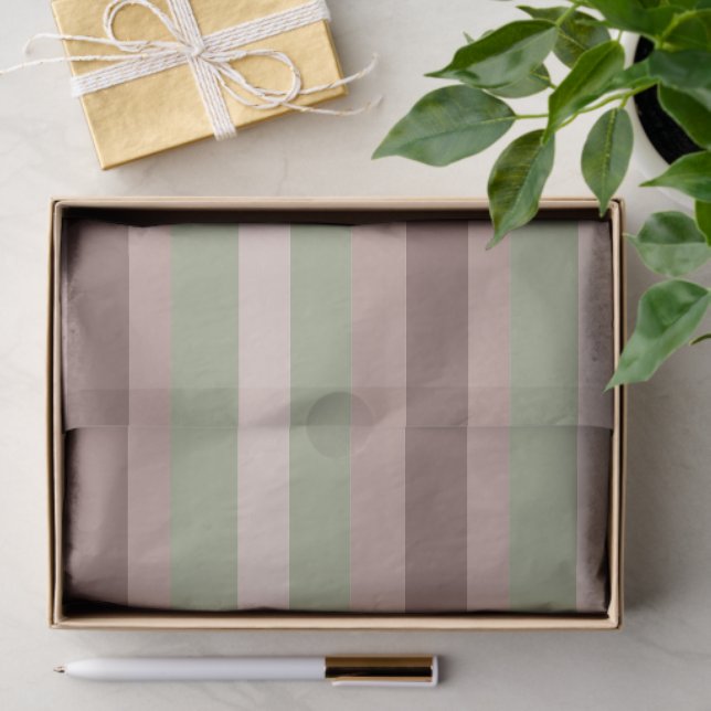 Papel De Seda Moderna Linear | Aged Sage & Tea Rose (Regalo )
