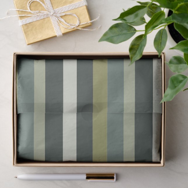 Papel De Seda Moderna Linear | Aged Sage & Winter Moss (Regalo )