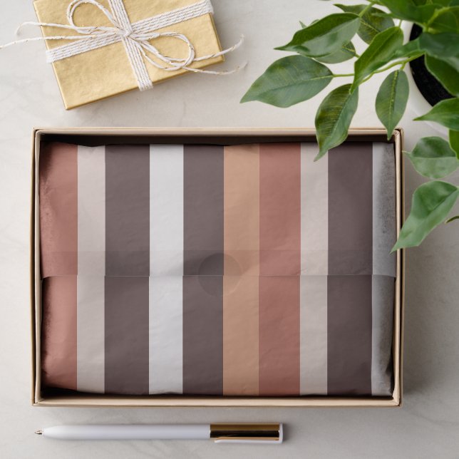 Papel De Seda Moderna Linear | Terracota y Albaricoque (Regalo )