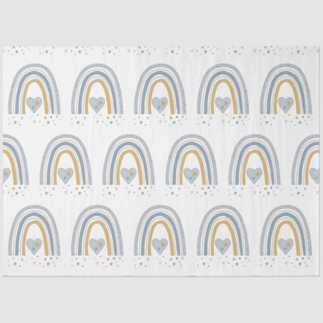 Papel De Seda Modernas estrellas del arcoiris de BOHO Dusty niño (Anverso)