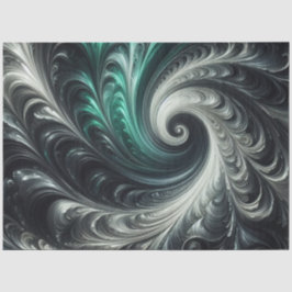 Papel De Seda Moderno abstracto con remolinos verdes, plateados