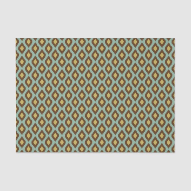 Papel De Seda Moderno amarillo azul del ikat tribal moderno (Anverso)