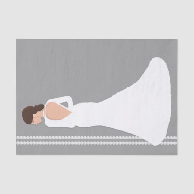 Papel De Seda Moderno Boda blanco vestido Bling Bridal Shower (Anverso)