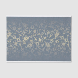 Papel De Seda Moderno cadete vintage azul dorado patrón floral