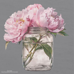 Papel De Seda Moderno dulce Peonies sobre fondo gris Desnuda