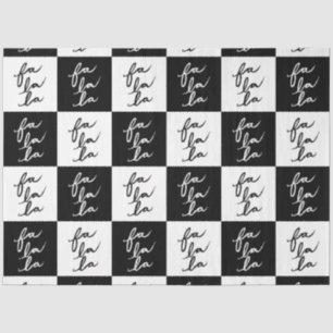 Papel De Seda Moderno Elegante Blanco y Negro Fa La La Navidad