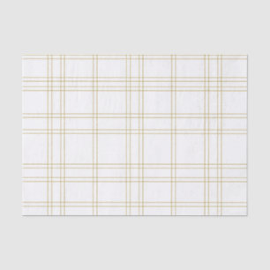 Papel De Seda Moderno estampado de cuadros Chic Blanco y Dorado