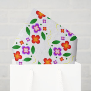 Papel De Seda Moderno Floral Vibrante Sin Costuras Botánico Bril