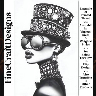 Papel De Seda Moderno Guay Steampunk Woman B&W AC8 Decoupage