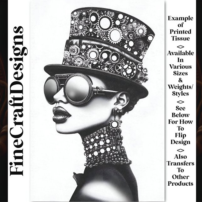 Papel De Seda Moderno Guay Steampunk Woman B&W AC8 Decoupage (Subido por el creador)
