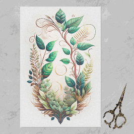Papel De Seda Moderno Ilustracion Green Gold Vines