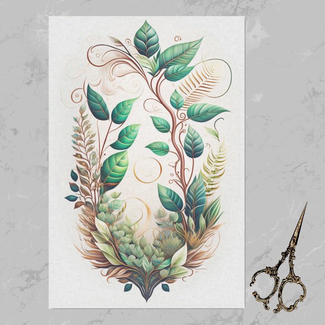 Papel De Seda Moderno Ilustracion Green Gold Vines (Subido por el creador)