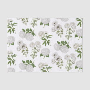 Papel De Seda Moderno jardín de flores blancas de Vintage Farmho