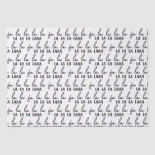 Papel De Seda Moderno negro y blanco Fa La La La Navidad envuelv