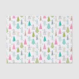 Papel De Seda Moderno patrón Minimalista de árbol de Navidad Ver