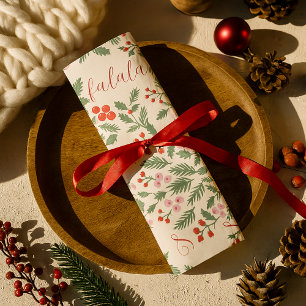Papel De Seda Moderno Rojo y Verde Navidades Patrón Floral Falal